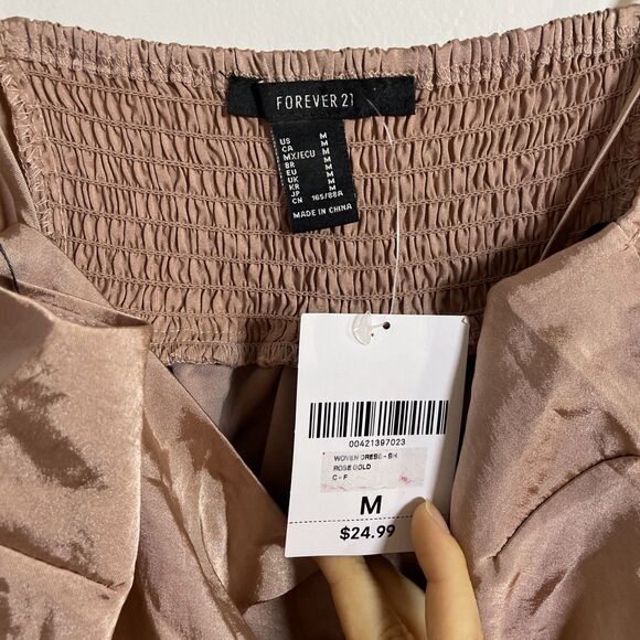 Forever 21 Rose Gold Voluminous Mini Dress Size Medium - Picture 6 of 12